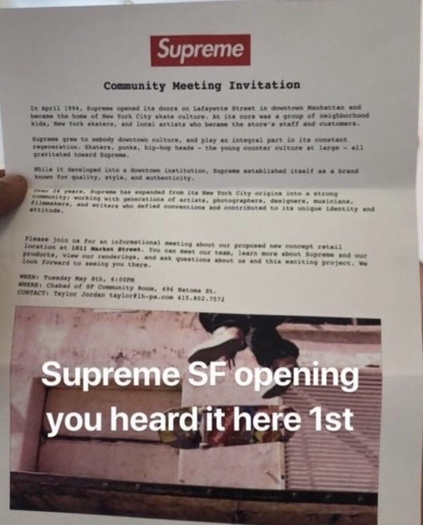 Supreme San Franciscoが2018AW〜2019SSにOPEN!?記念Teeはある 